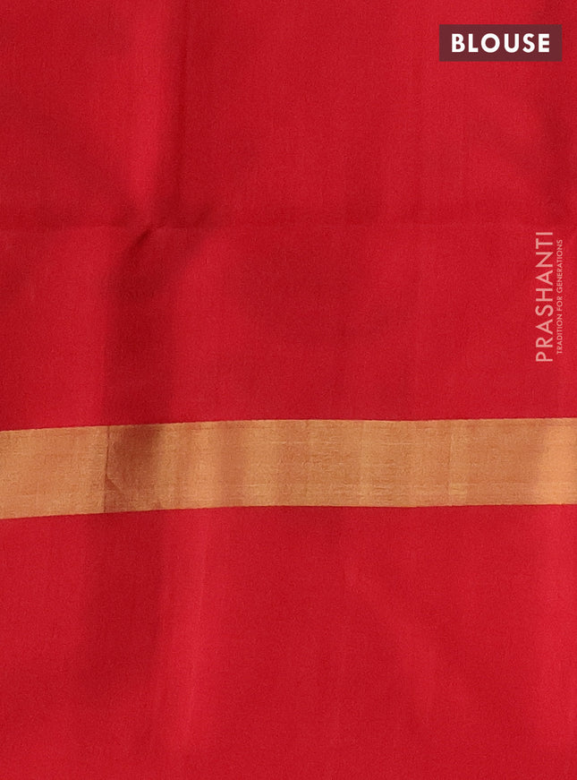 Ikat soft silk saree teal green and red with allover ikat weaves and long zari woven ikat style border