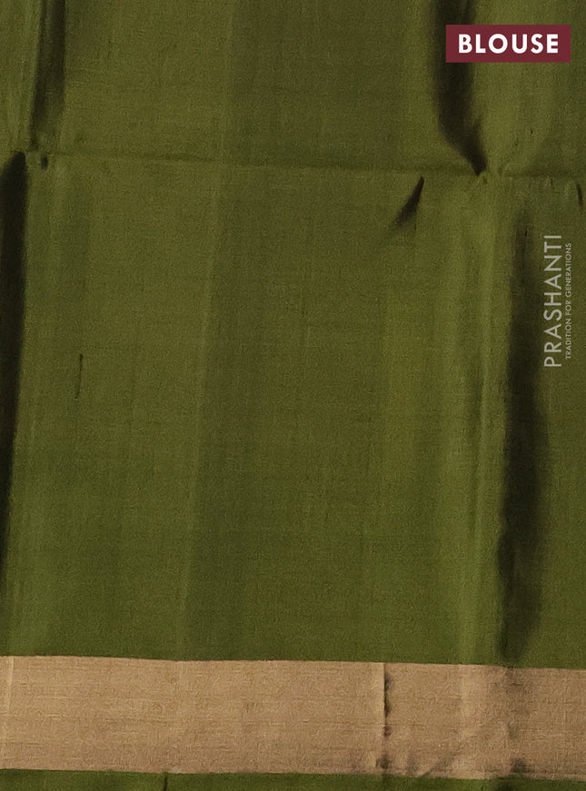 Ikat soft silk saree purple and mehendi green with allover ikat weaves and temple design zari woven border