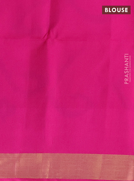 Ikat soft silk saree peacock blue and pink with allover ikat weaves and temple design zari woven border