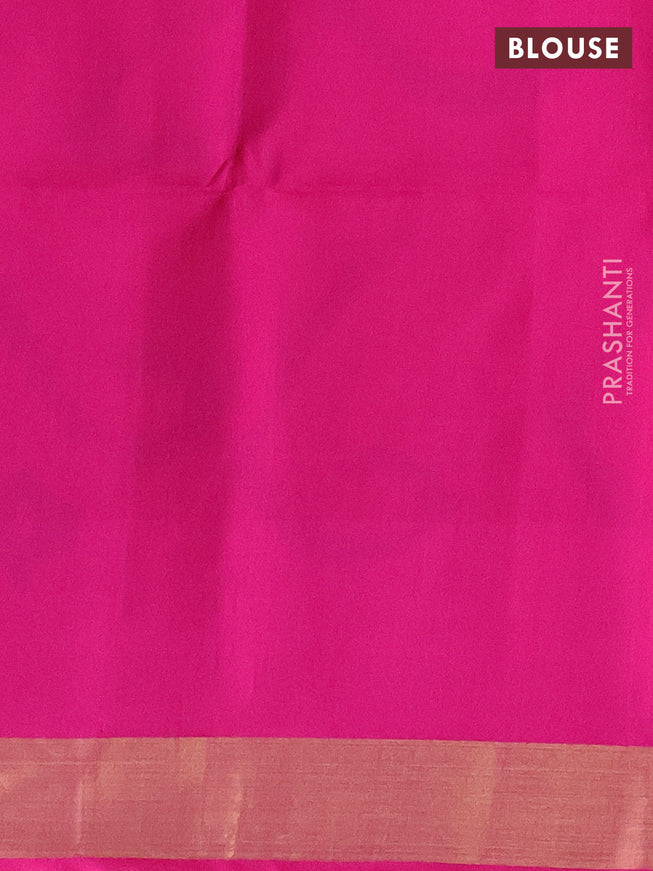 Ikat soft silk saree peacock blue and pink with allover ikat weaves and temple design zari woven border