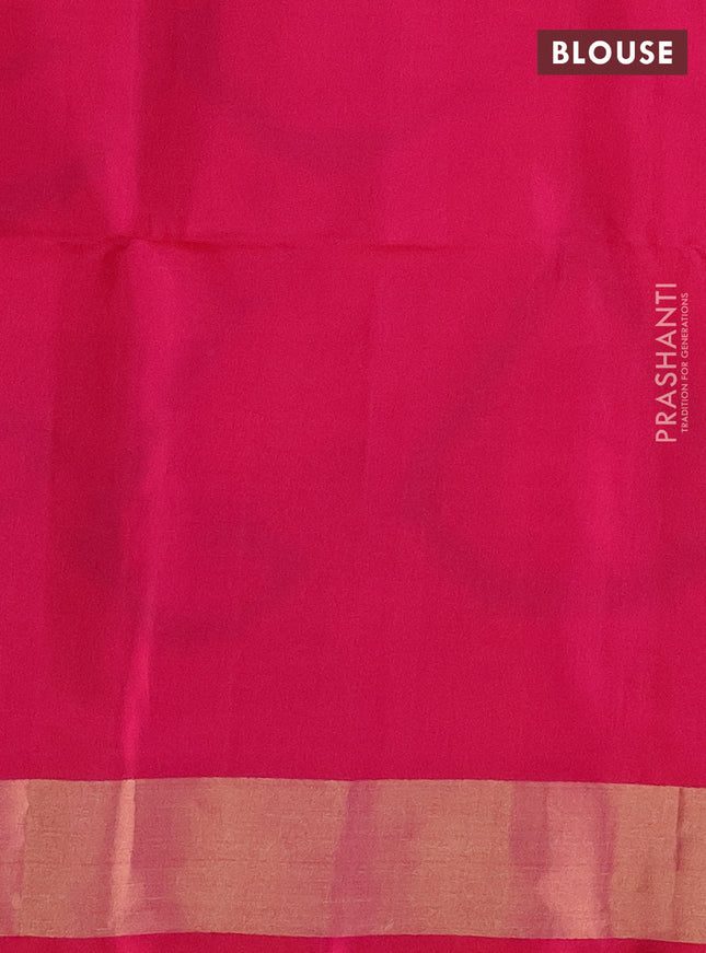 Ikat soft silk saree cream and pink with allover ikat butta weaves and long ikat woven zari border