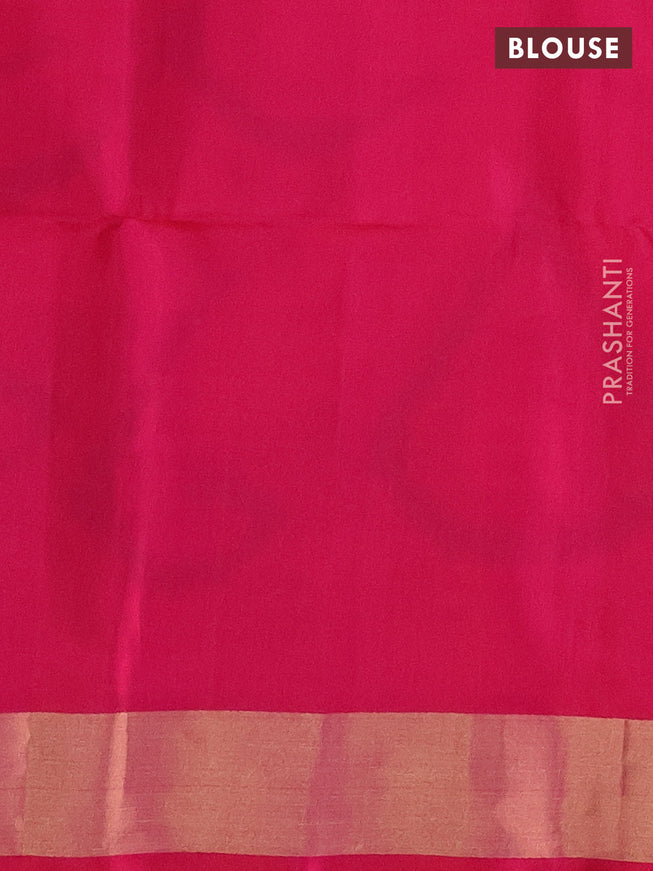 Ikat soft silk saree cream and pink with allover ikat butta weaves and long ikat woven zari border