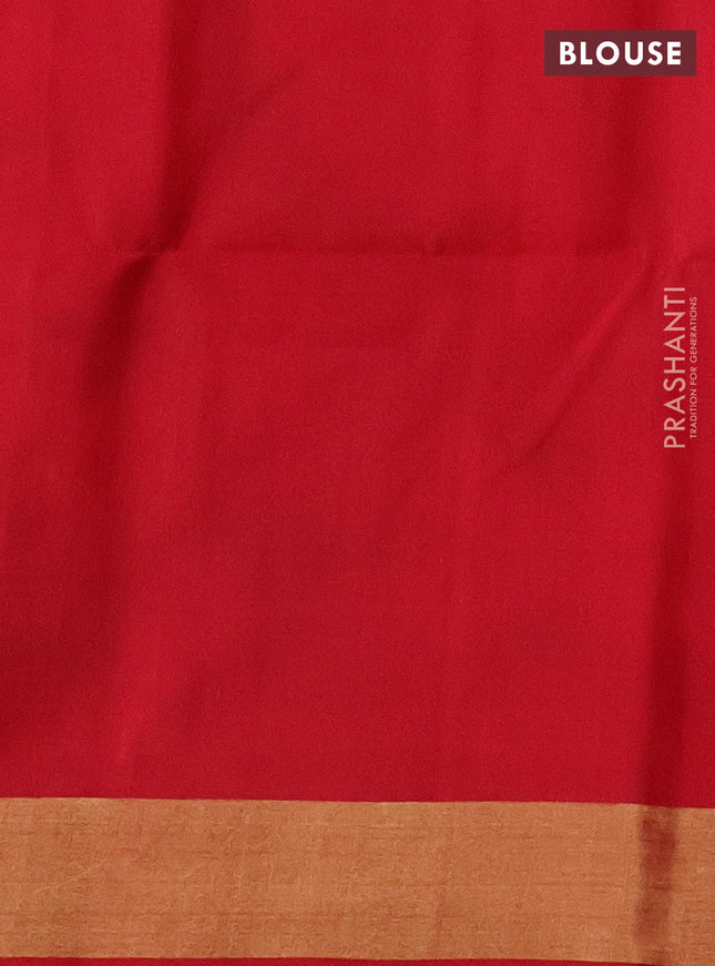 Ikat soft silk saree yellow and red with allover ikat weaves and long ikat woven zari border