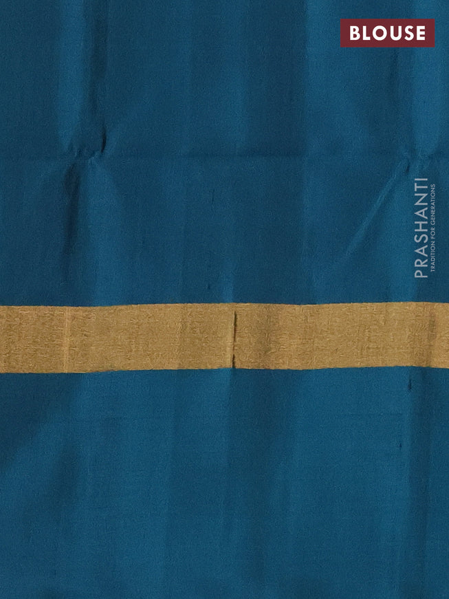 Ikat soft silk saree dual shade of pink and peacock green with allover ikat weaves and long zari woven ikat style border