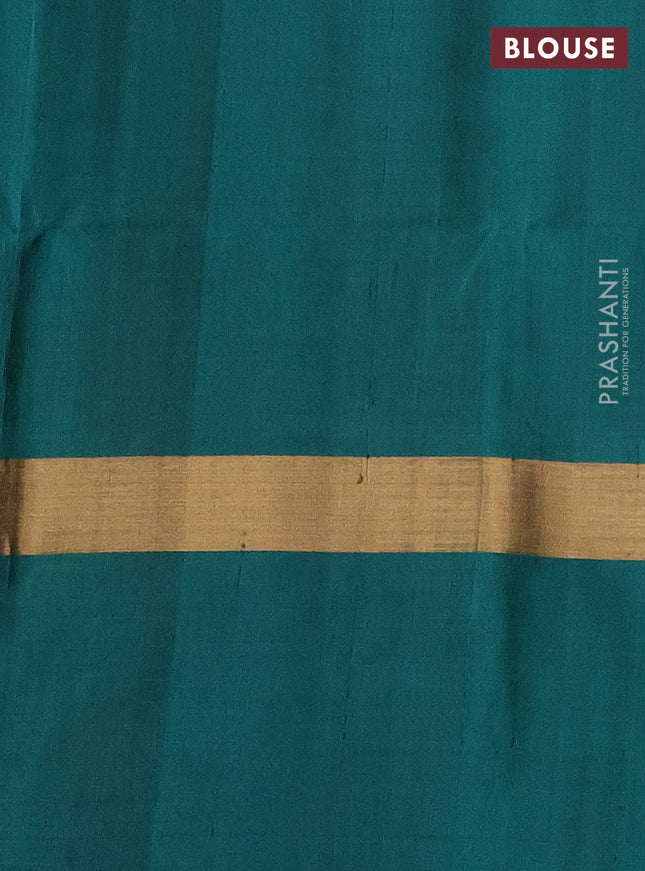 Ikat soft silk saree purple and teal green with allover ikat weaves and long zari woven ikat style border