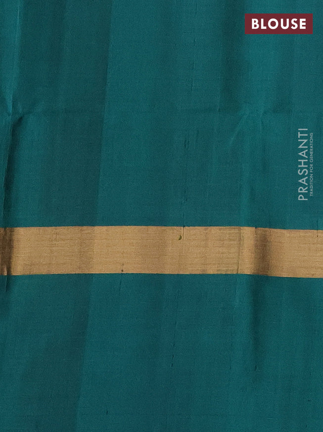 Ikat soft silk saree purple and teal green with allover ikat weaves and long zari woven ikat style border