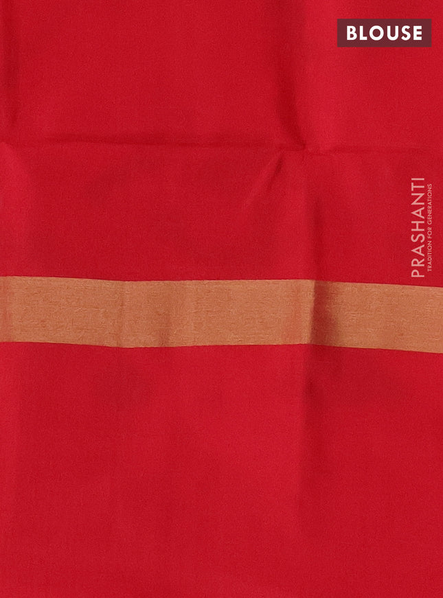 Ikat soft silk saree teal blue and red with allover ikat weaves and long zari woven ikat style border