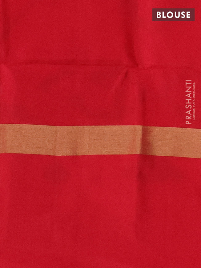 Ikat soft silk saree teal blue and red with allover ikat weaves and long zari woven ikat style border