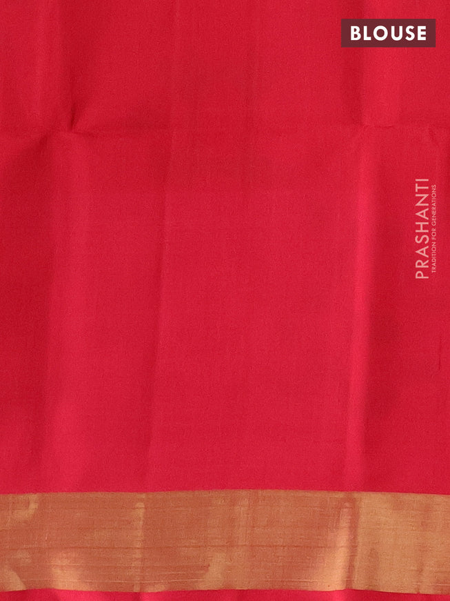 Ikat soft silk saree cs blue and red with allover ikat weaves and long ikat woven zari border