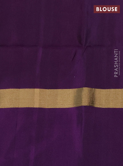 Ikat soft silk saree mustard yellow and deep purple with allover ikat weaves and long zari woven ikat style border