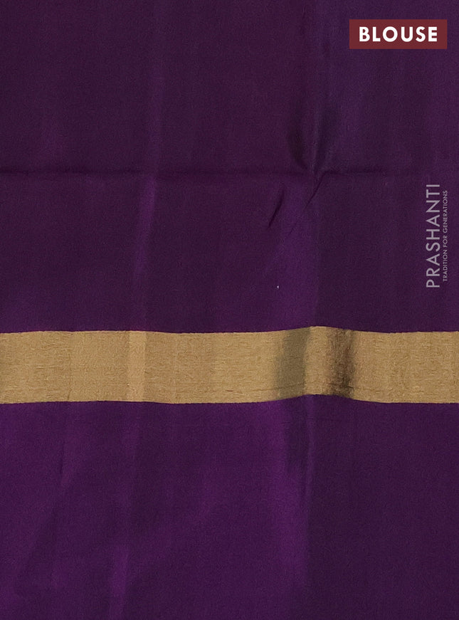 Ikat soft silk saree mustard yellow and deep purple with allover ikat weaves and long zari woven ikat style border