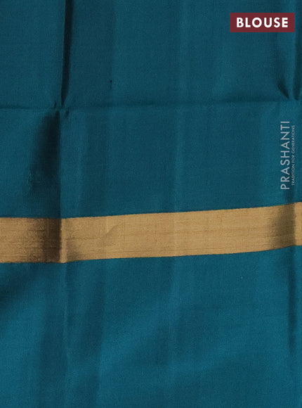 Ikat soft silk saree purple and peacock green with allover ikat weaves and long zari woven ikat style border