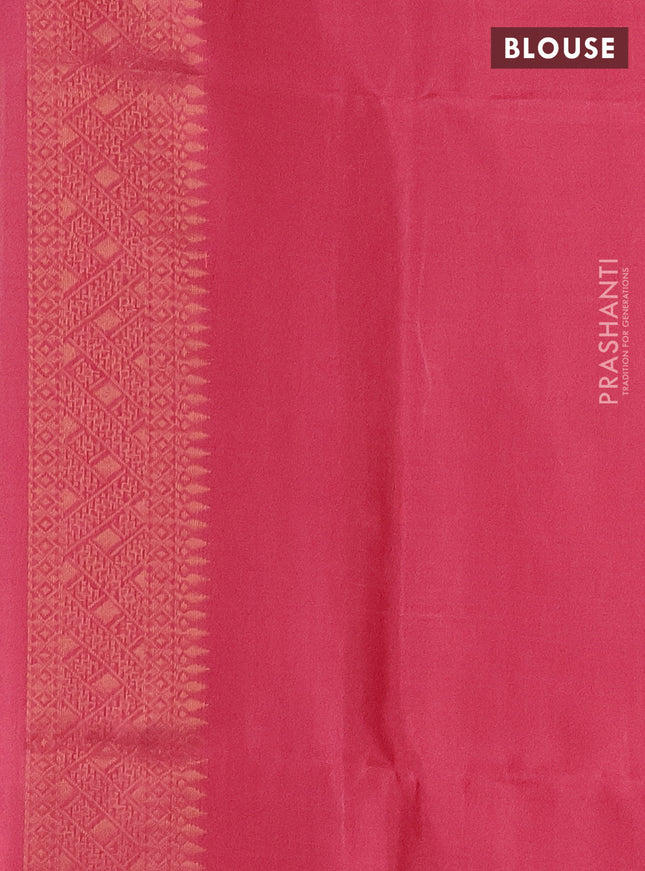 Ikat soft silk saree beige and dark peach pink with allover zari & ikat weaves in borderless style