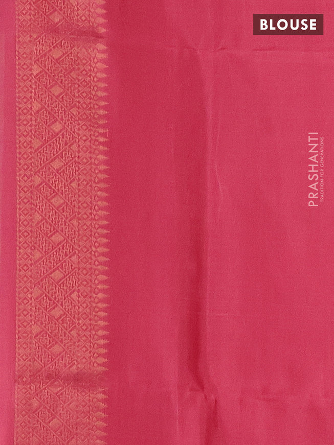 Ikat soft silk saree beige and dark peach pink with allover zari & ikat weaves in borderless style