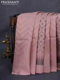 Ikat soft silk saree pastel peach shade and dark peach with allover zari & ikat weaves in borderless style