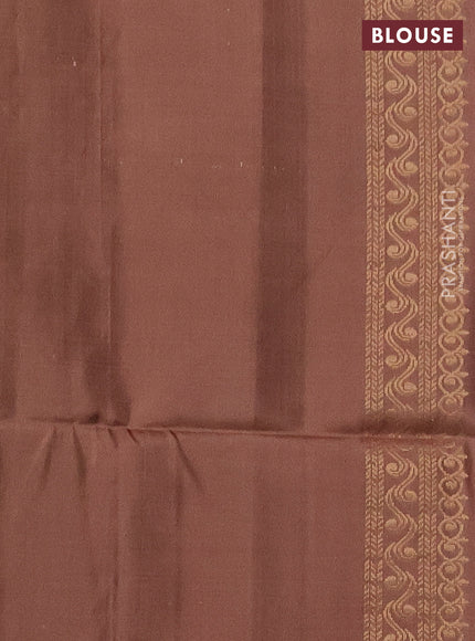 Ikat soft silk saree pastel pink and brown with allover zari & ikat weaves in borderless style