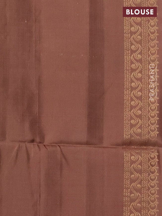 Ikat soft silk saree pastel pink and brown with allover zari & ikat weaves in borderless style