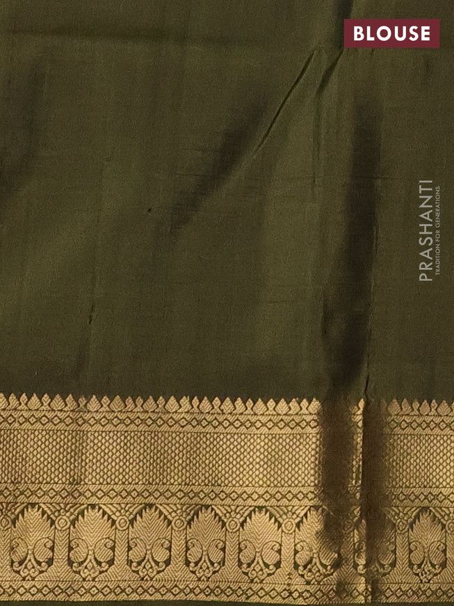 Ikat soft silk saree pink and mehendi green with allover ikat weaves and zari woven border