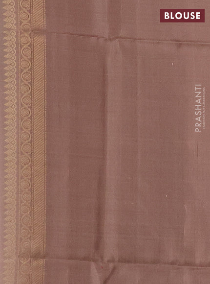 Ikat soft silk saree mauve pink and pastel brown with zari buttas & ikat weaes in borderless style