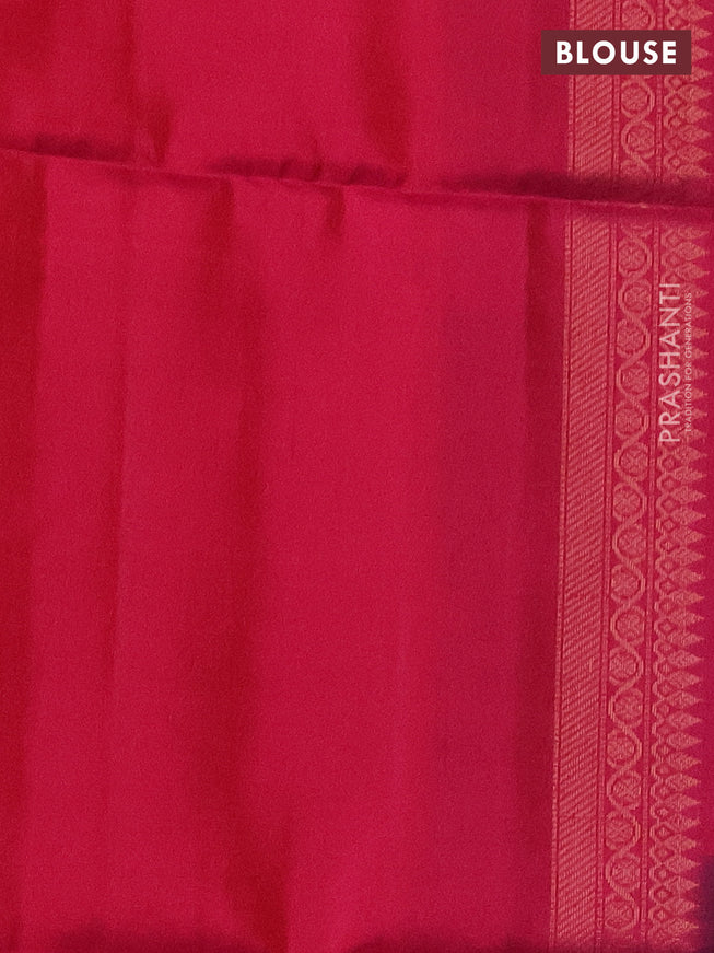 Ikat soft silk saree navy blue and pink with zari buttas & ikat weaes in borderless style