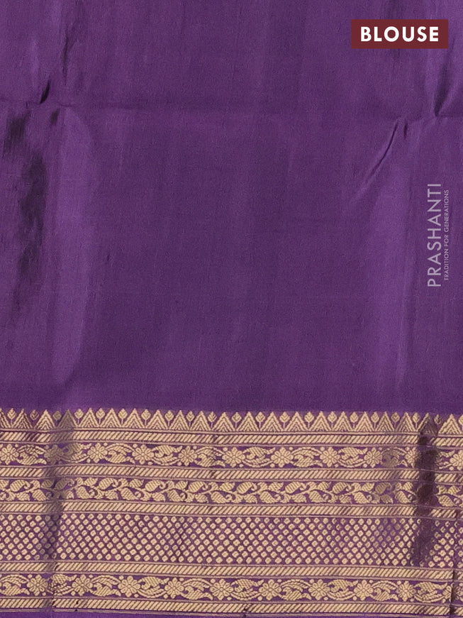 Ikat soft silk saree cs blue and lavender with allover zari woven buttas and zari woven border