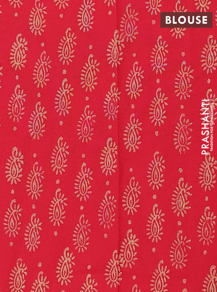 Semi silk cotton saree peach shade with butta prints and printed border