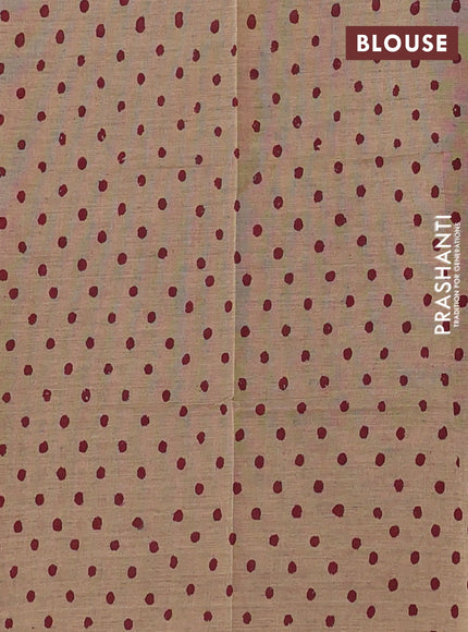 Semi silk cotton saree maroon and beige with plain body and printed border