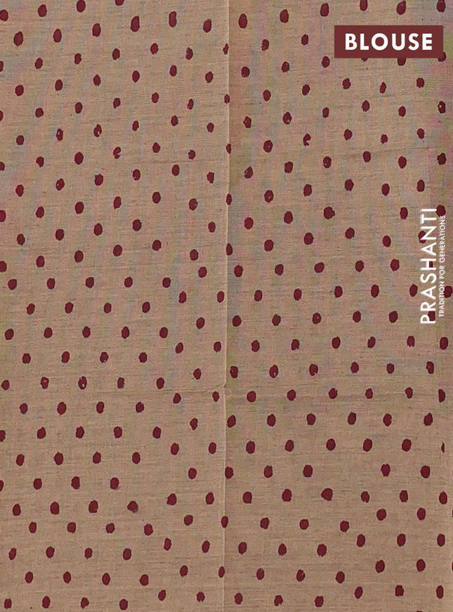 Semi silk cotton saree maroon and beige with plain body and printed border