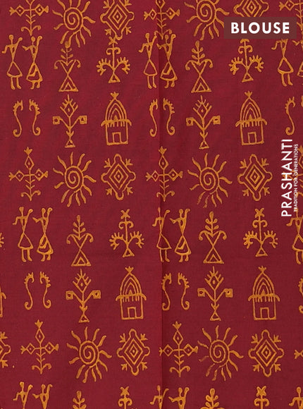 Semi silk cotton saree mustard shade and maroon with butta prints and printed border