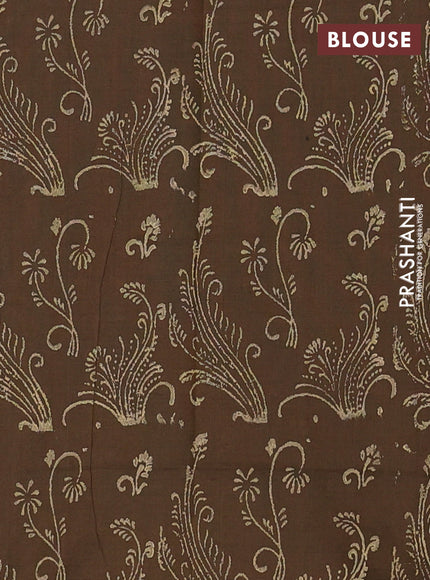 Semi silk cotton saree beige and brown with butta prints and printed border