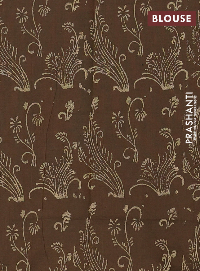 Semi silk cotton saree beige and brown with butta prints and printed border