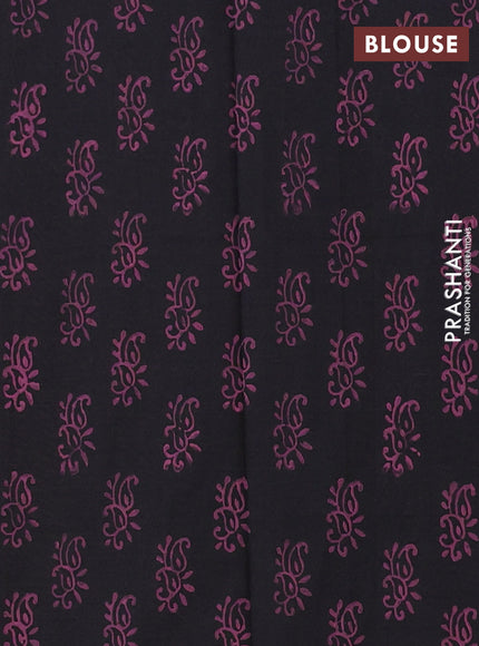 Semi silk cotton saree peach shade and black with butta prints and printed border