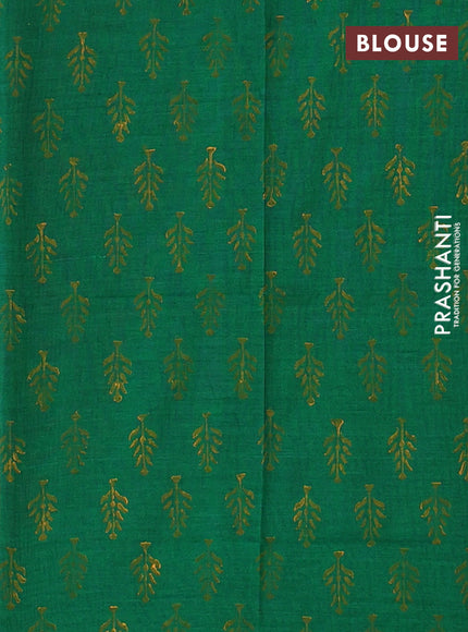 Semi silk cotton saree orange and green with embroided buttas in borderless style