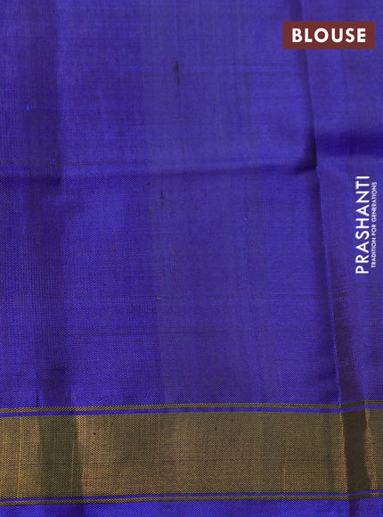 Rajkot patola silk saree grey and blue with allover ikat weaves and zari woven border