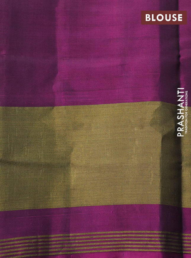Rajkot patola silk saree cs blue and dark magenta pink with allover ikat weaves and long zari woven border