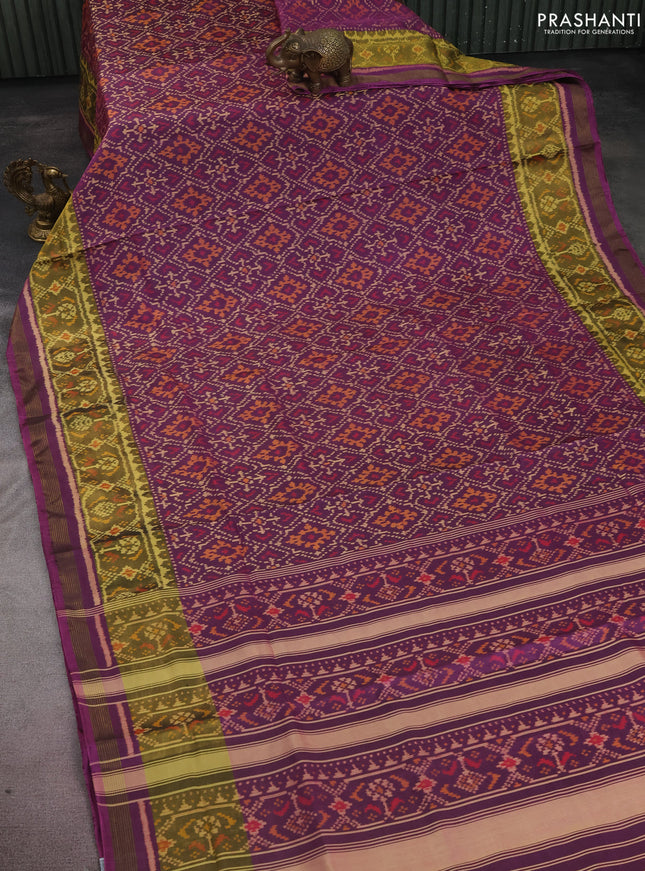 Rajkot patola silk saree purple shade with allover ikat weaves and long zari woven border
