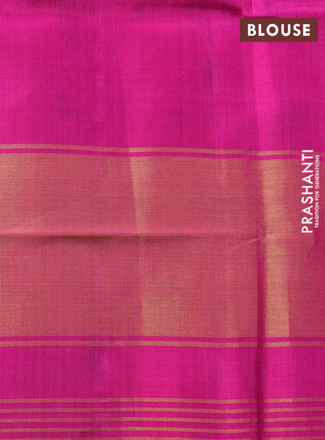 Rajkot patola silk saree teal blue and pink with plain body and long zari woven border