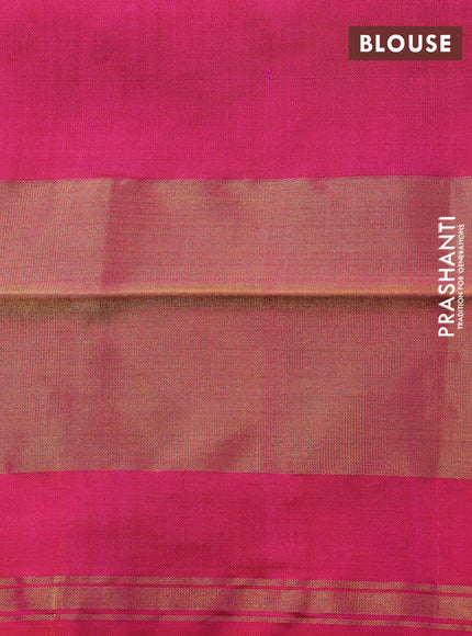 Rajkot patola silk saree light green and pink with plain body and long zari woven border