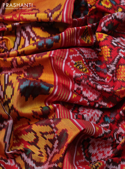 Rajkot patola silk saree yellow and red with allover ikat weaves and zari woven simple border