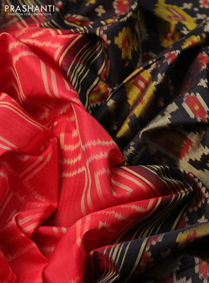 Rajkot patola silk saree red and black with allover ikat weaves and zari woven border