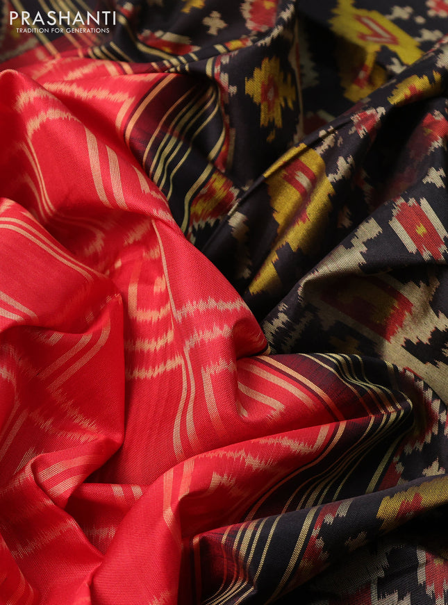 Rajkot patola silk saree red and black with allover ikat weaves and zari woven border