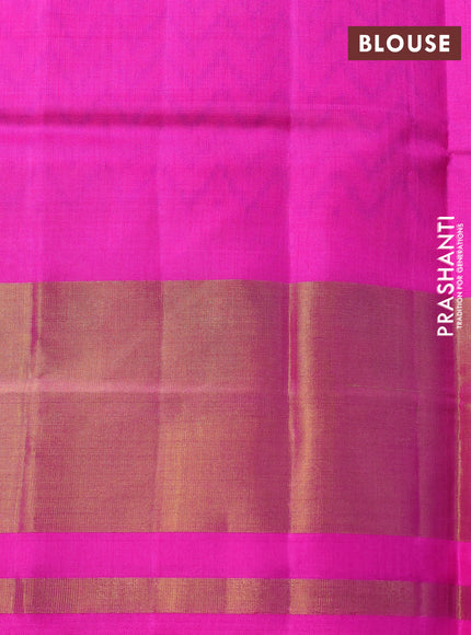 Rajkot patola silk saree dual shade of mustard yellow and pink with allover ikat weaves and long zari woven border