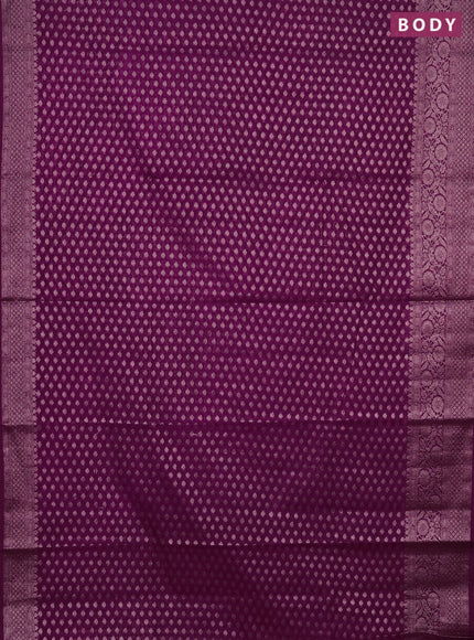 Semi chiniya saree deep purple with woven buttas and woven border