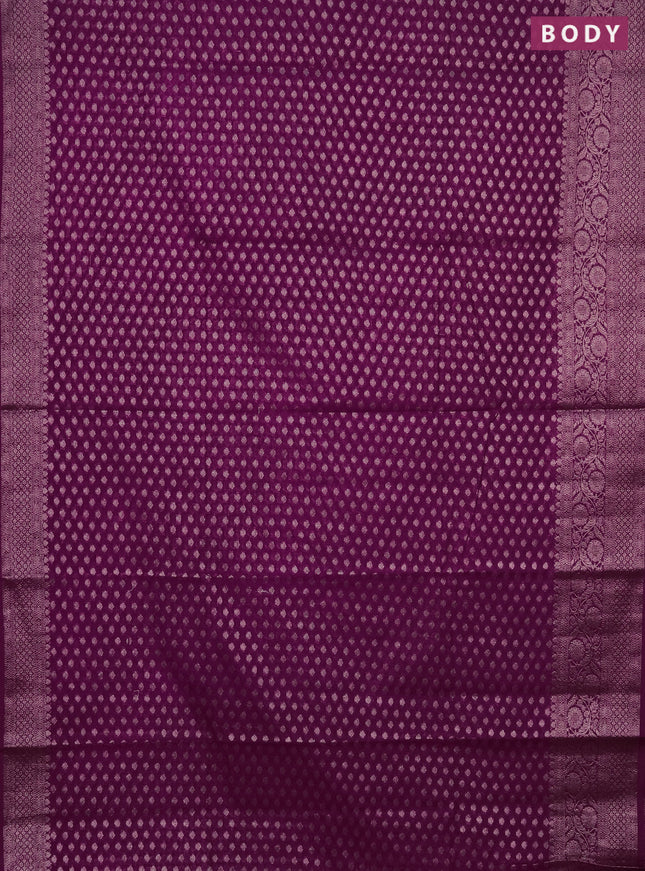 Semi chiniya saree deep purple with woven buttas and woven border