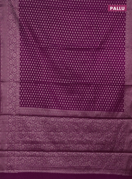 Semi chiniya saree deep purple with woven buttas and woven border