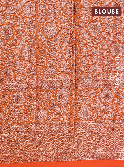 Semi chiniya saree orange with woven buttas and woven border