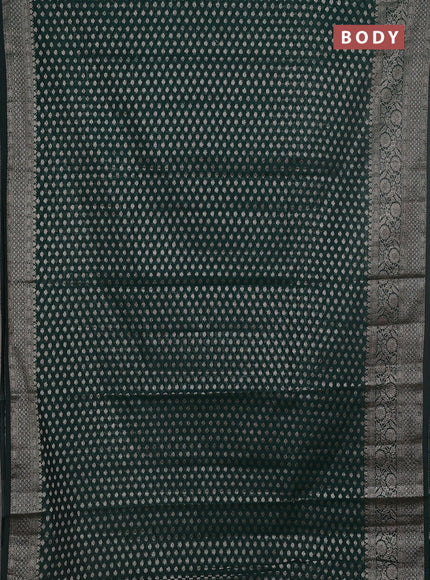 Semi chiniya saree green with woven buttas and woven border