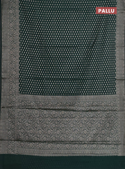 Semi chiniya saree green with woven buttas and woven border