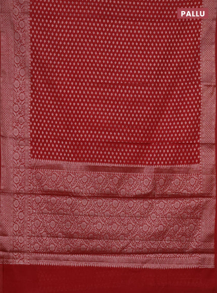 Semi chiniya saree maroon with woven buttas and woven border