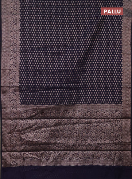 Semi chiniya saree navy blue with woven buttas and woven border